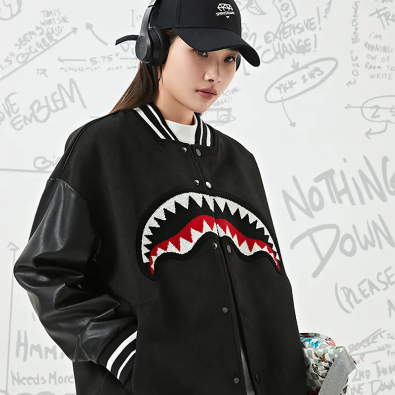 SPRAYGROUND Fall And Winter SG Shark Baseball Jacket Coat Jacket Unisex-9