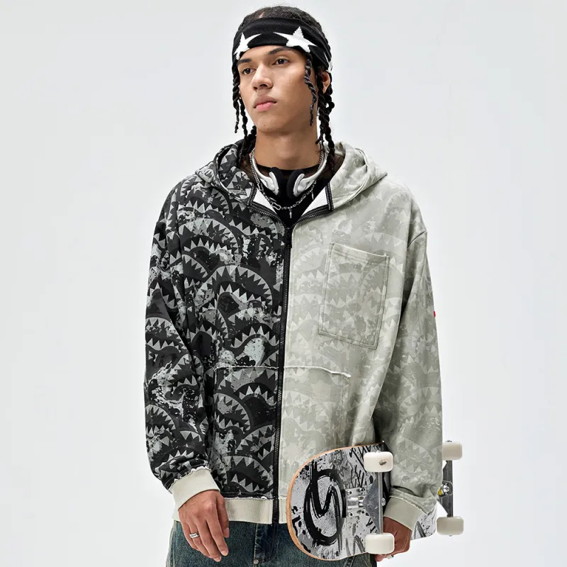 SPRAYGROUND Casual Hooded Cardigan Sweatshirt Unisex Black-2