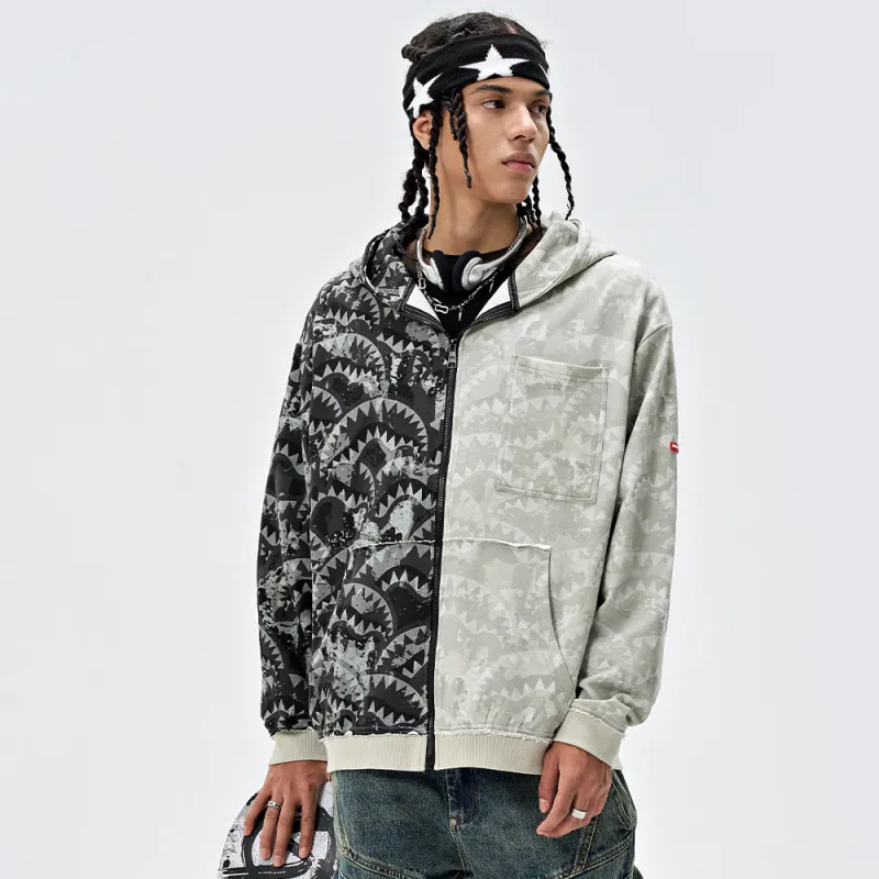 SPRAYGROUND Casual Hooded Cardigan Sweatshirt Unisex Black-5