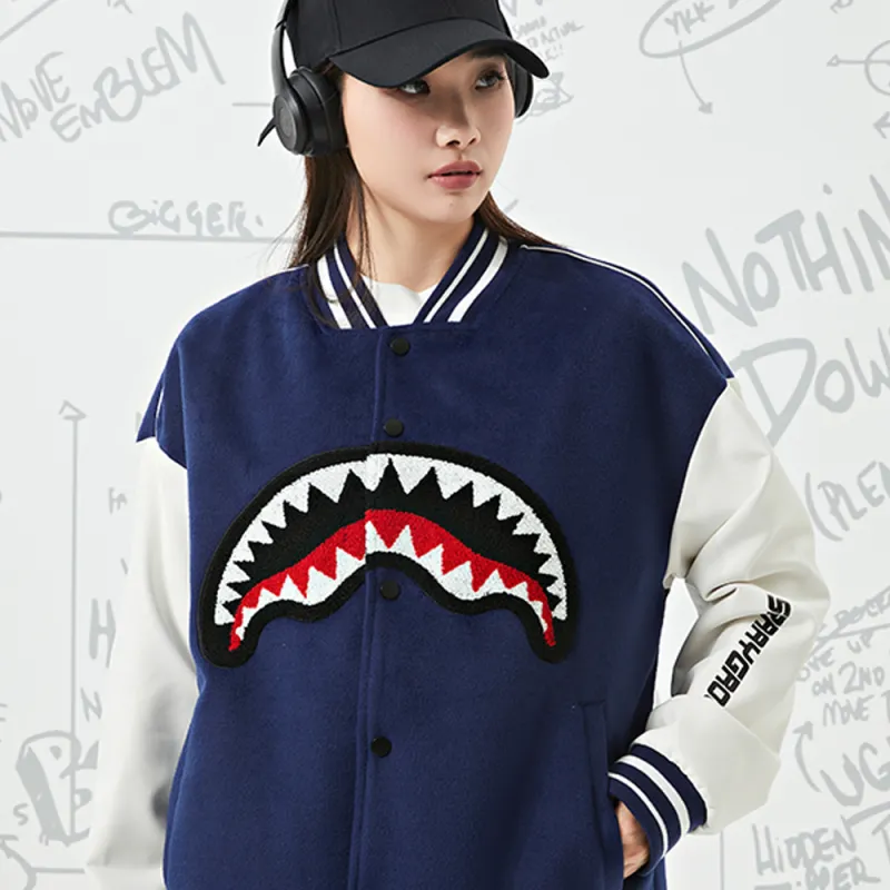 SPRAYGROUND Fall And Winter SG Shark Baseball Jacket Coat Jacket Unisex-3