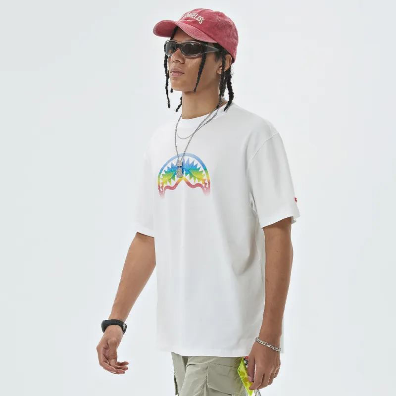 SPRAYGROUND Crew Neck Short Sleeved T Shirts Unisex Raw White-3