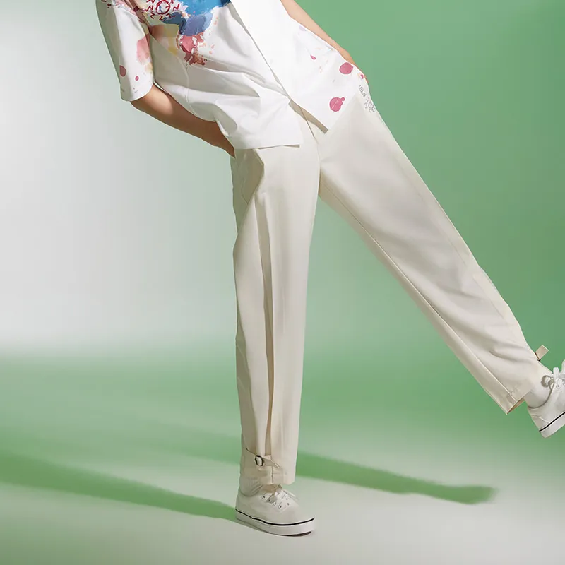 VOBA Casual Pants Unisex White-3