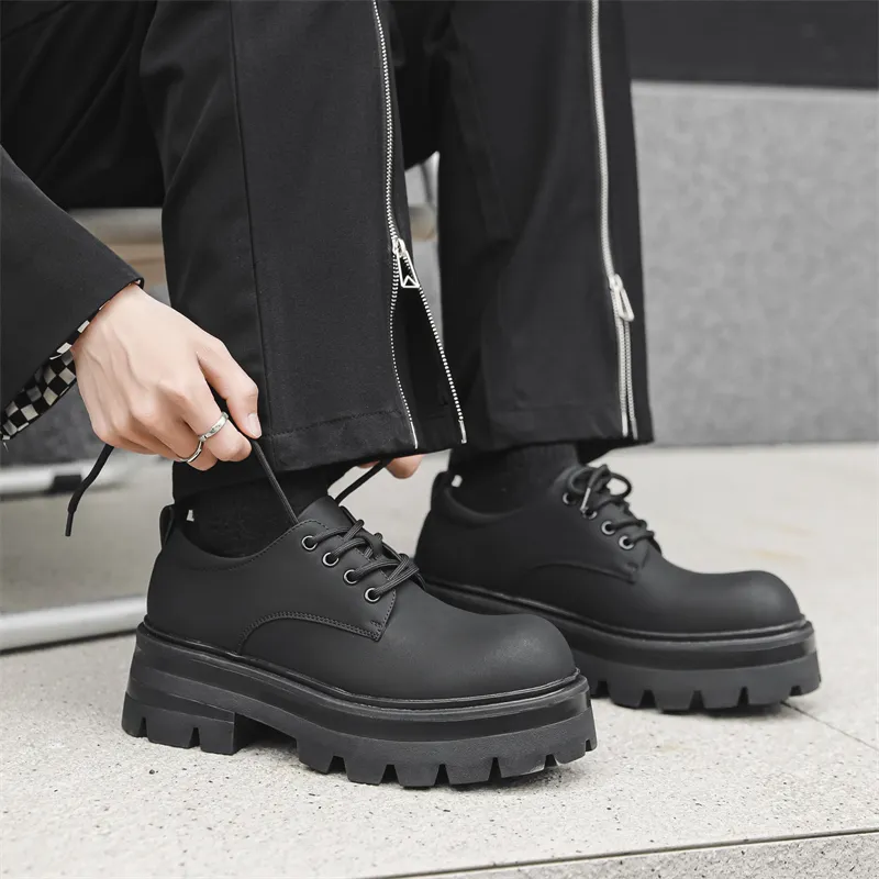 V ZERO FIVE Chunky Derby Shoes Casual Shoes Men's Fashion Minimalist Style British Western-38