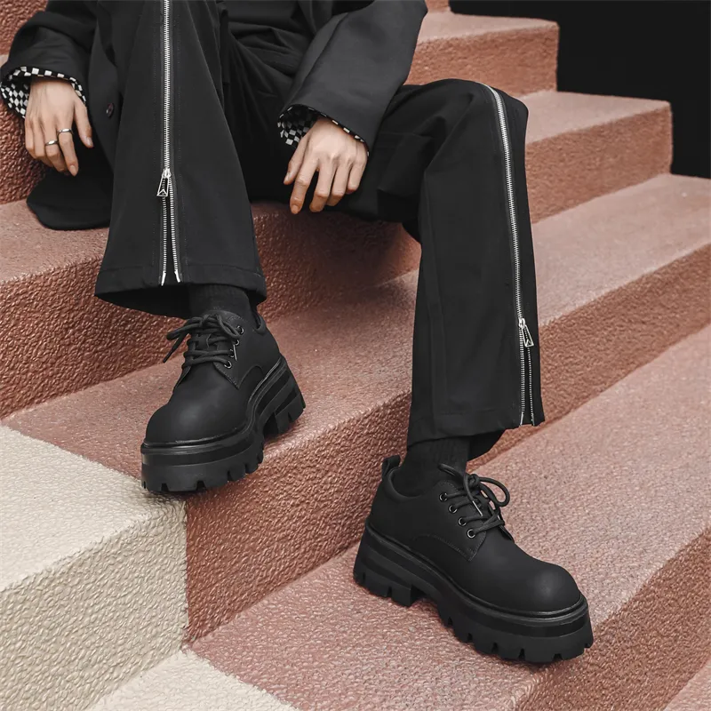 V ZERO FIVE Chunky Derby Shoes Casual Shoes Men's Fashion Minimalist Style British Western-44