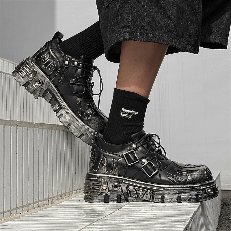 V ZERO FIVE Punk Rock Shoes Casual Shoes Men's Silver Western British Fashion-3