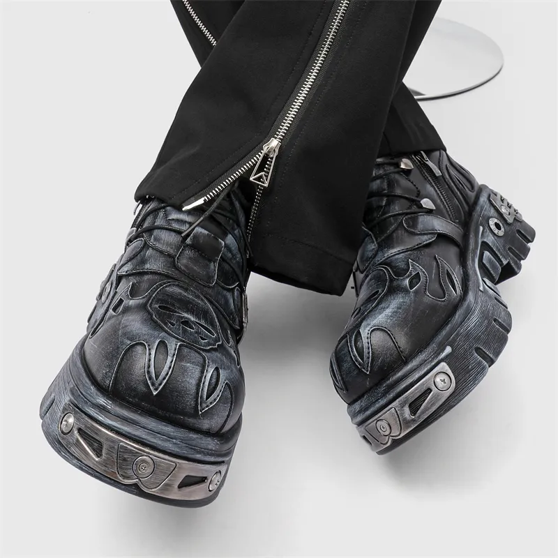 V ZERO FIVE Punk Rock Shoes Casual Shoes Men's Silver Western British Fashion-11