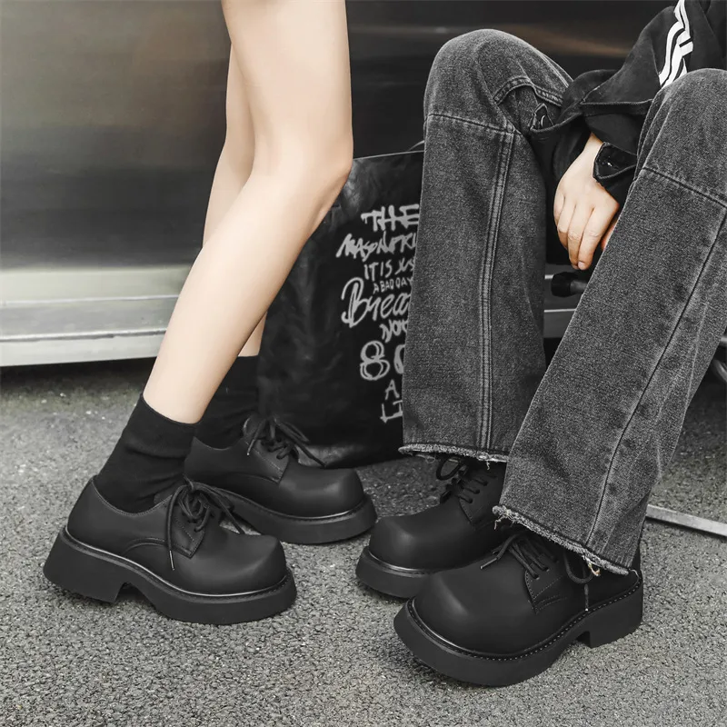 V ZERO FIVE Chunky Derby Shoes Casual Shoes Unisex Black British-2