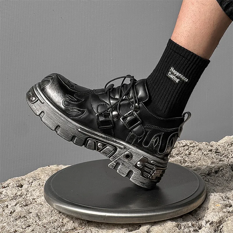 V ZERO FIVE Punk Rock Shoes Casual Shoes Men's Silver Western British Fashion-4