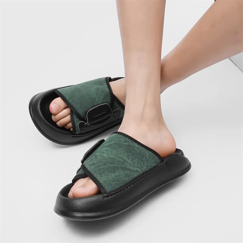 V ZERO FIVE Rubber Sole Leather Patchwork Slip Resistant Shock Absorbers Slide Slippers Men's-10