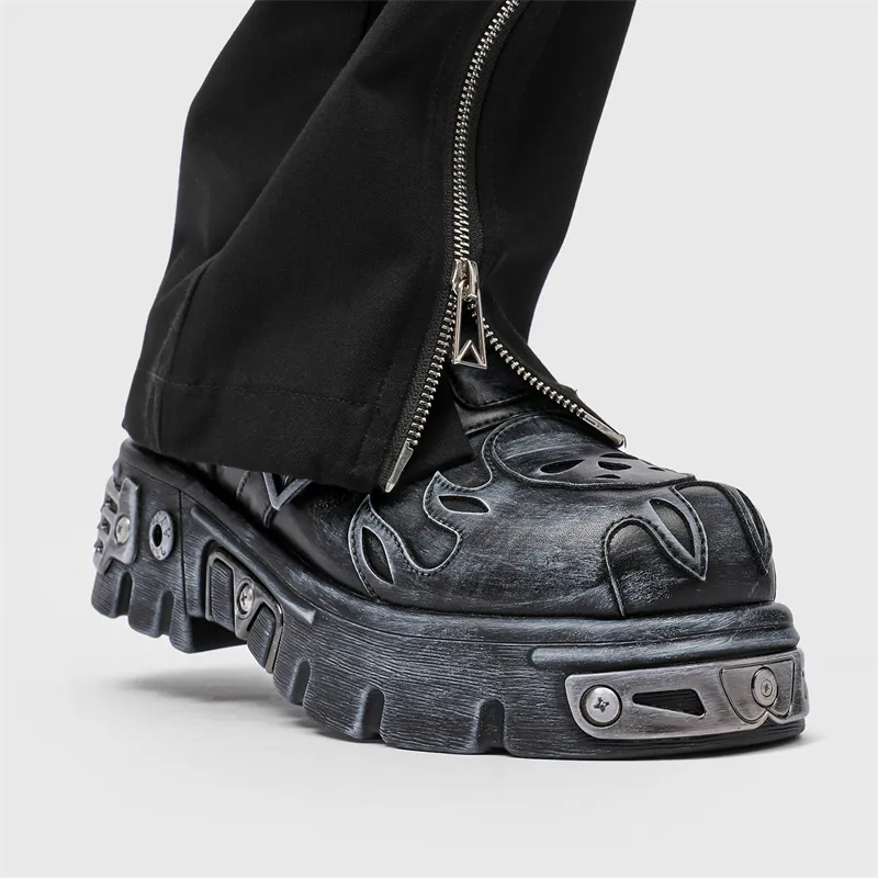 V ZERO FIVE Punk Rock Shoes Casual Shoes Men's Silver Western British Fashion-8