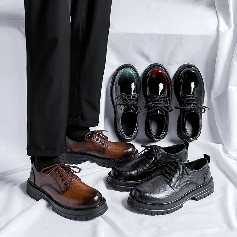 V ZERO FIVE Men's Casual Shoes Men Low Top Black/Brown/Gray/Patent Leather-3