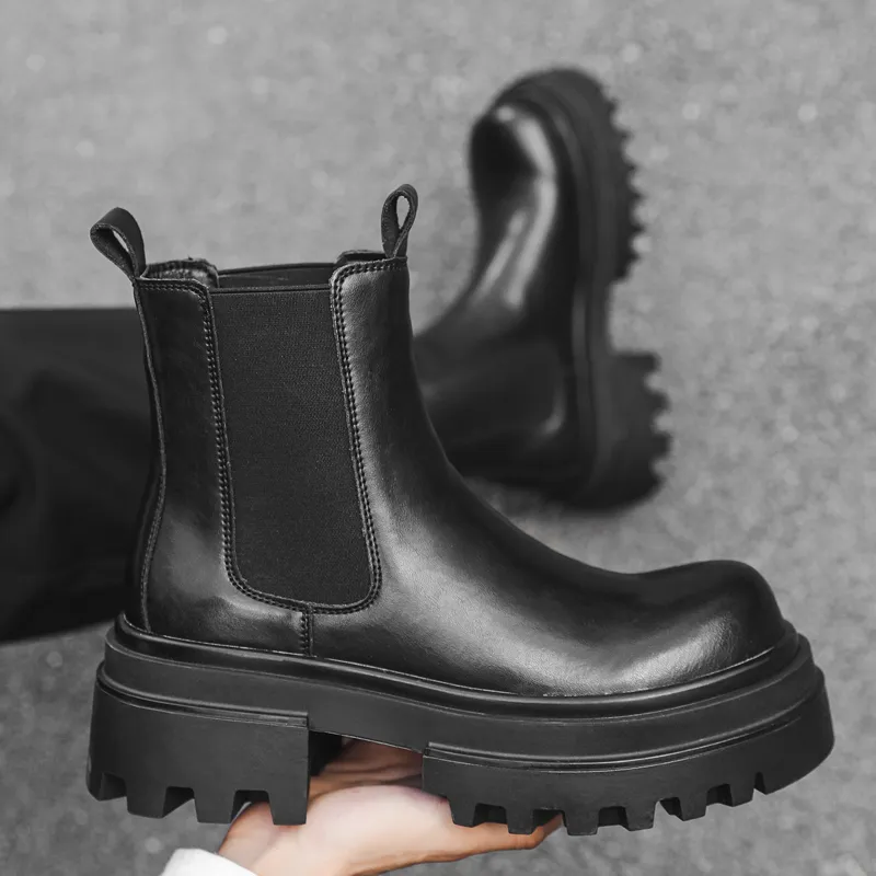 V ZERO FIVE Short Chelsea Boots Men's Black-1
