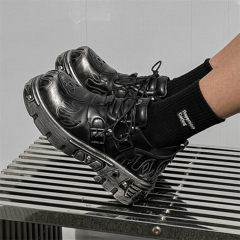 V ZERO FIVE Punk Rock Shoes Casual Shoes Men's Silver Western British Fashion-2
