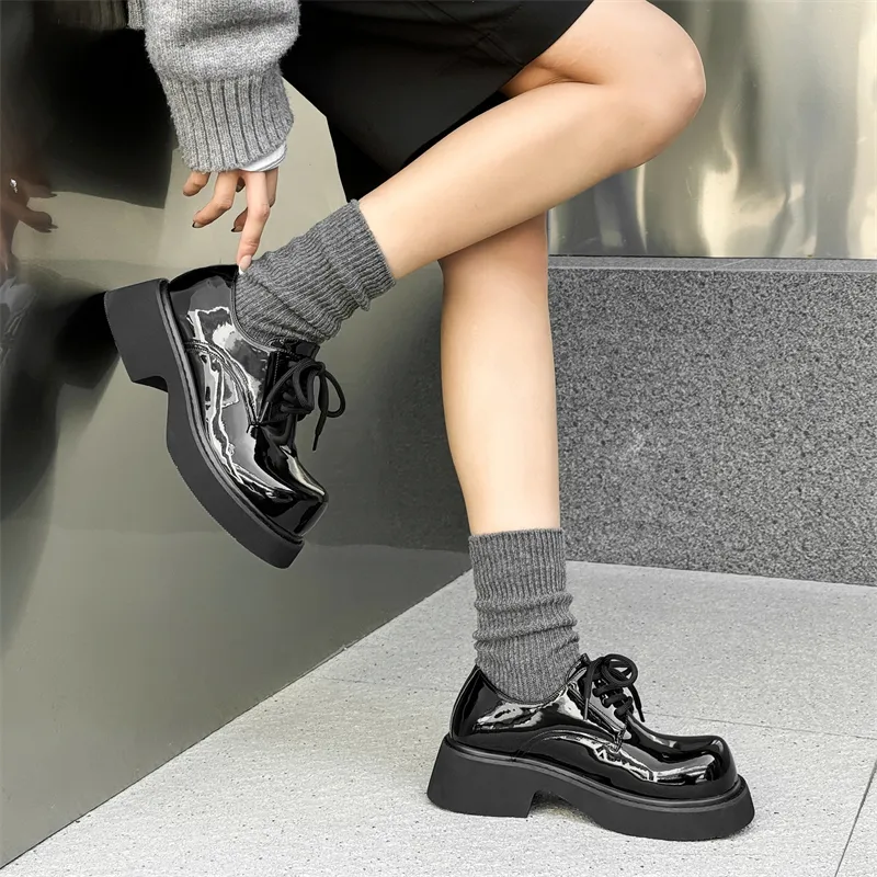 V ZERO FIVE Chunky Derby Shoes Casual Shoes Unisex Black British-48