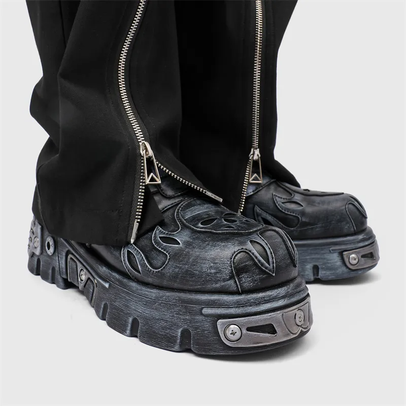 V ZERO FIVE Punk Rock Shoes Casual Shoes Men's Silver Western British Fashion-7