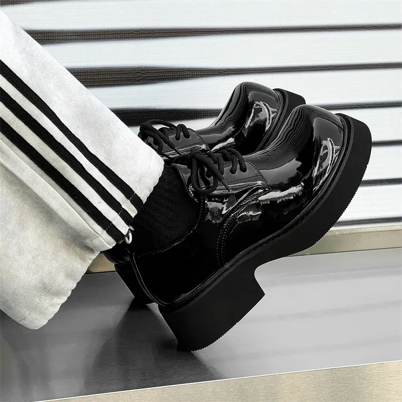 V ZERO FIVE Chunky Derby Shoes Casual Shoes Unisex Black British-43