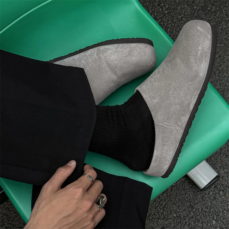 V ZERO FIVE Rubber Sole Metal Leather Patchwork Abrasion Resistant Slip Resistant Closed Toe Slippers Men's-3
