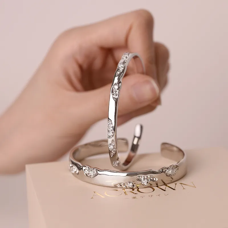 ACROWM Silver Plated Copper Bangles Unisex-10