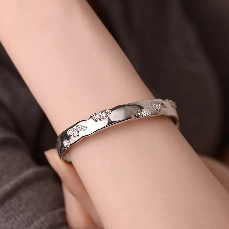 ACROWM Silver Plated Copper Bangles Unisex-3