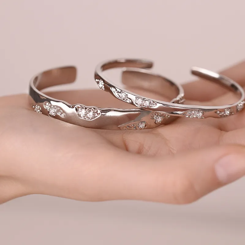 ACROWM Silver Plated Copper Bangles Unisex-9