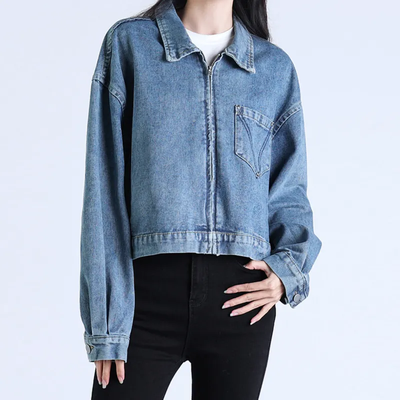 FOREVER 21 Cropped Coats Women's Vintage Blue-2