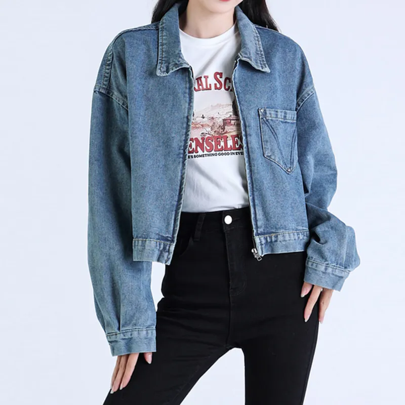 FOREVER 21 Cropped Coats Women's Vintage Blue-3