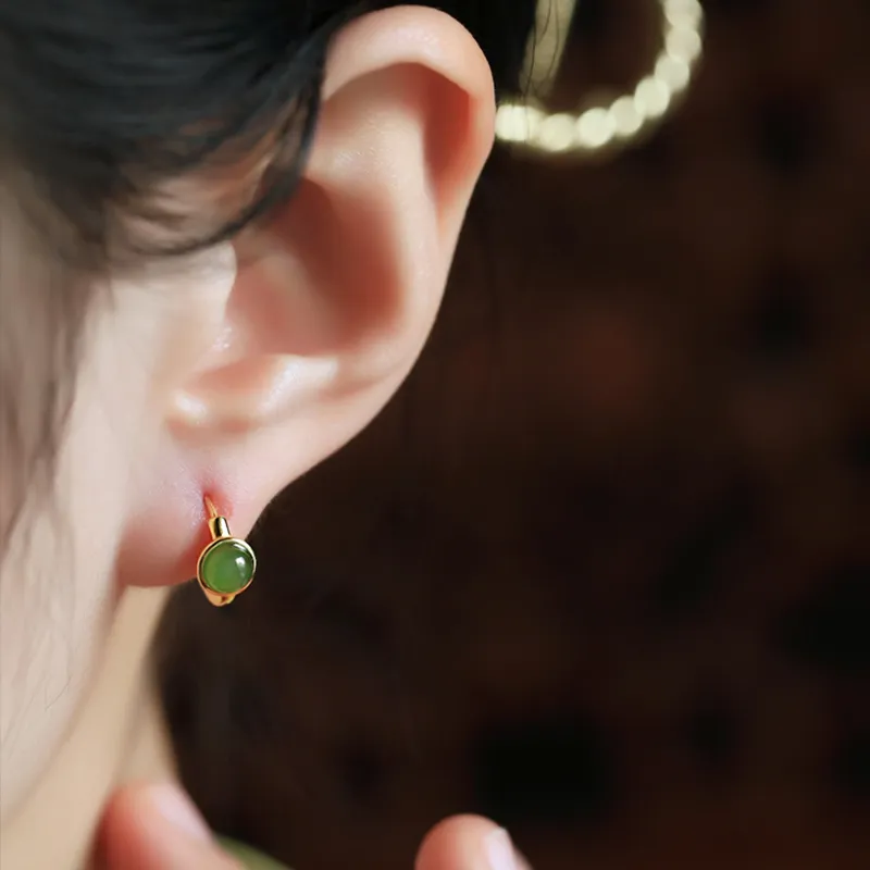 Xiaoyinjiang Hetian Jade S925 Silver Earrings Women's-2