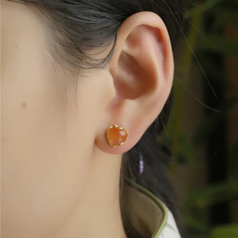 Xiaoyinjiang Agate Stud Earrings Women's-1