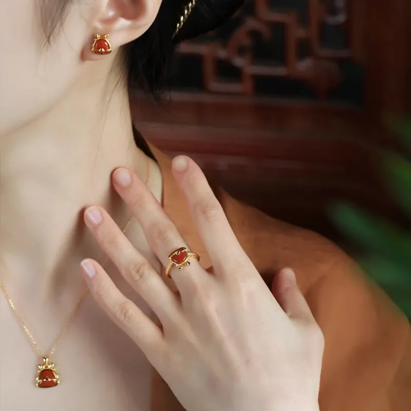Xiaoyinjiang Agate Stud Earrings Ear Ornaments Jade Ear Ornaments Women's-2