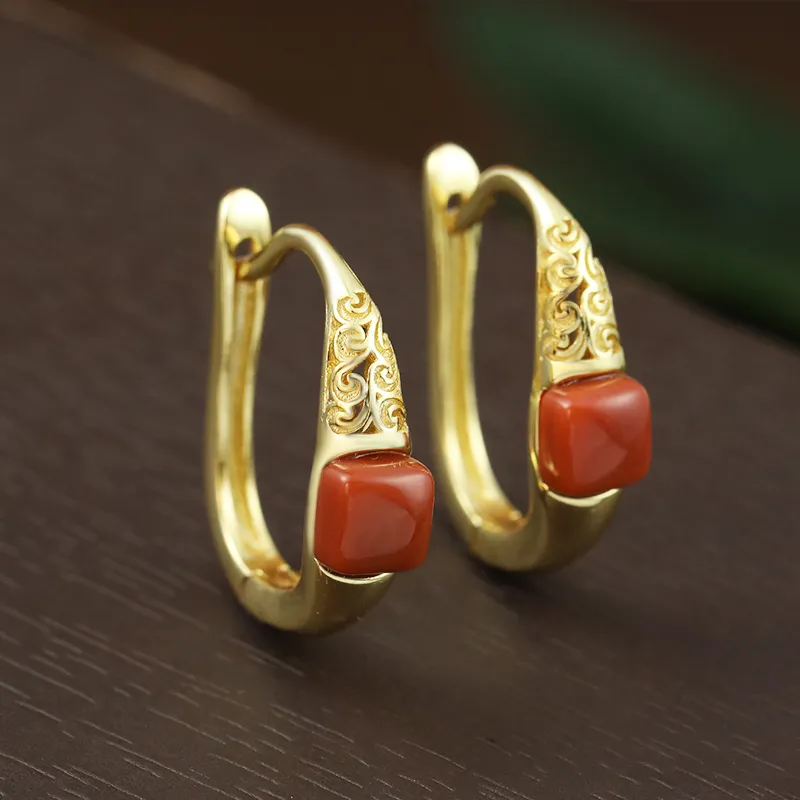 Xiaoyinjiang Agate Earrings Women's-3
