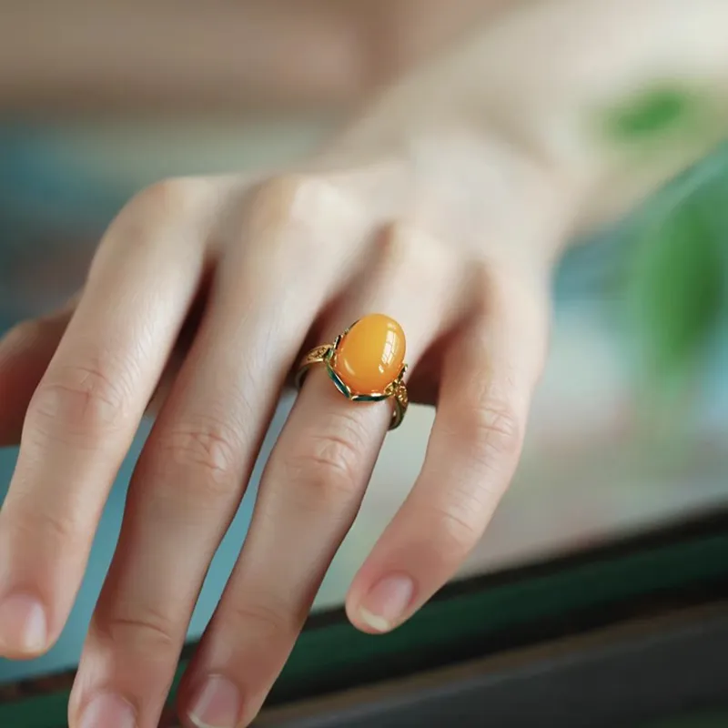 Xiaoyinjiang Beeswax S925 Silver Rings Women's-2