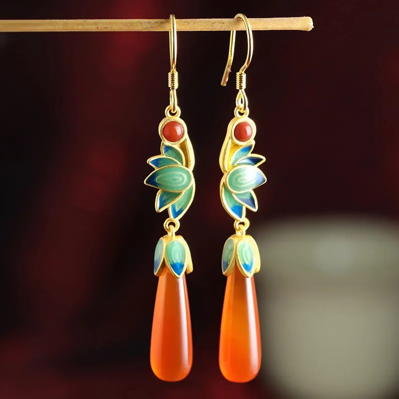 Xiaoyinjiang Agate Earrings Women's-1
