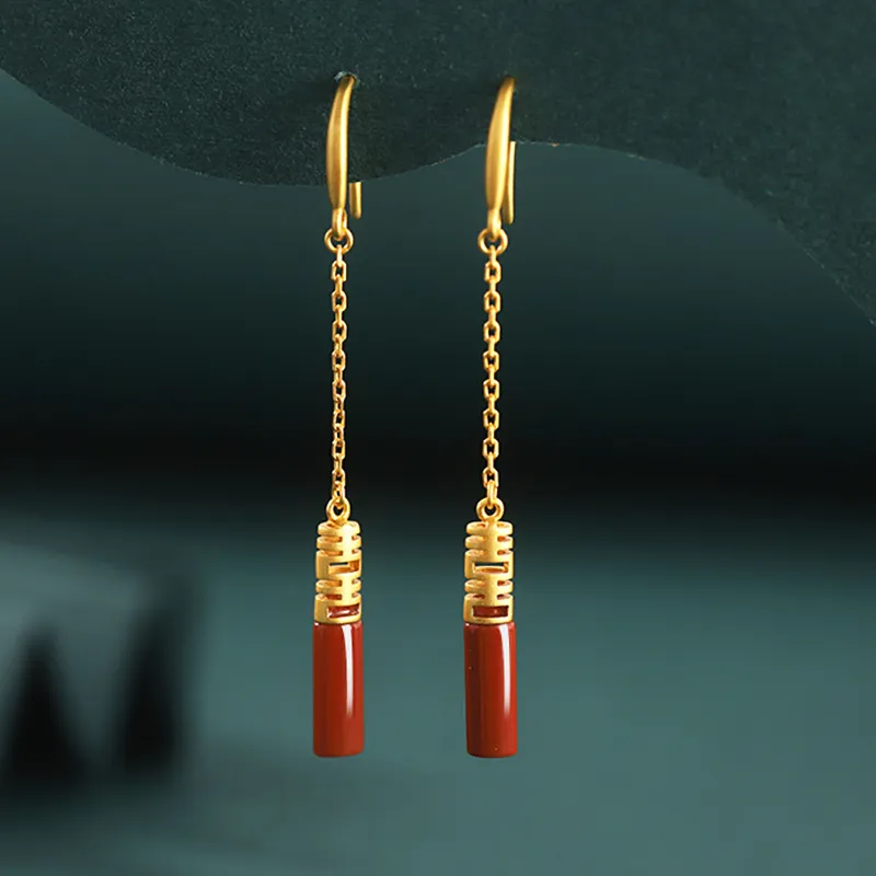 Xiaoyinjiang Agate Hoop Earrings Earrings Silver Earrings Women's-3