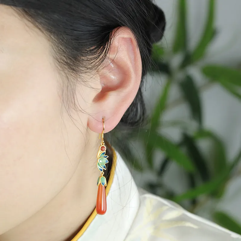 Xiaoyinjiang Agate Earrings Women's-5
