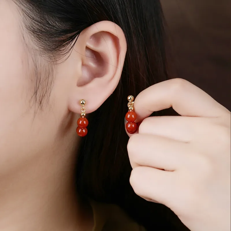Xiaoyinjiang Agate Jade Ear Cuff Ear Ornament Traditional Chinese Style Accessory Women's-2