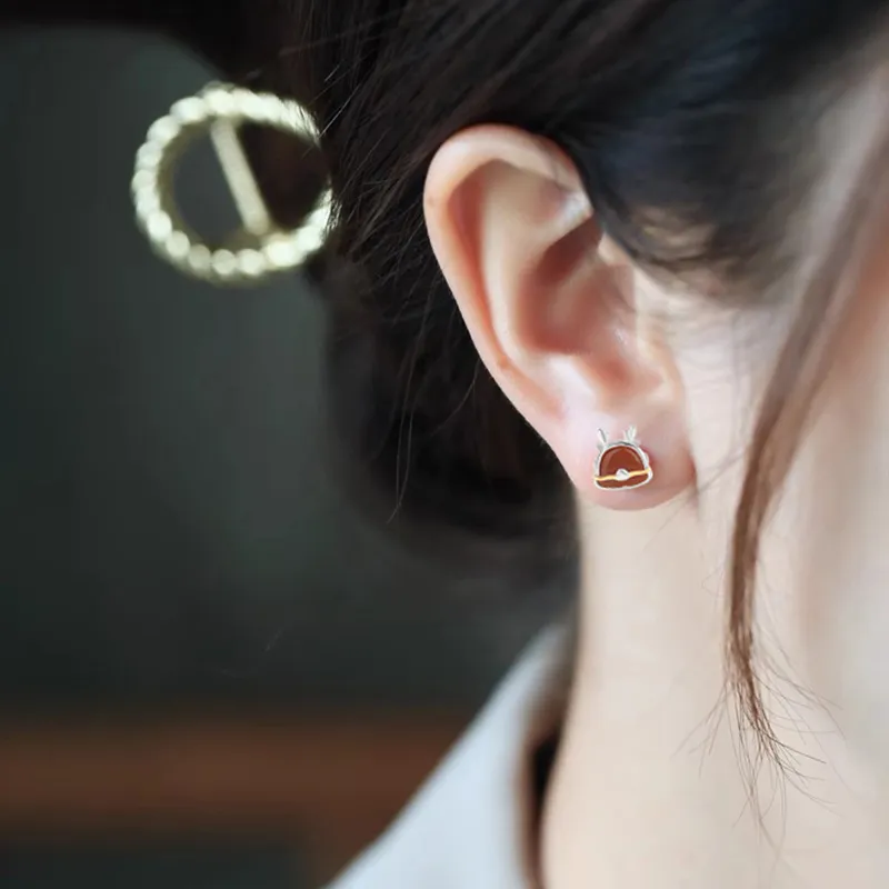Xiaoyinjiang Agate Stud Earrings Ear Ornaments Jade Ear Ornaments Women's-8