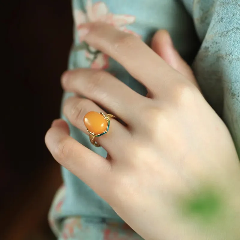 Xiaoyinjiang Beeswax S925 Silver Rings Women's-1