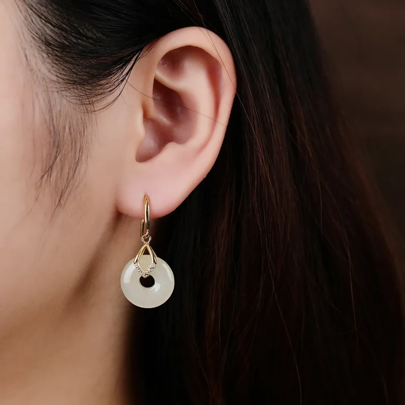 Xiaoyinjiang Hetian Jade Earrings Women's-1