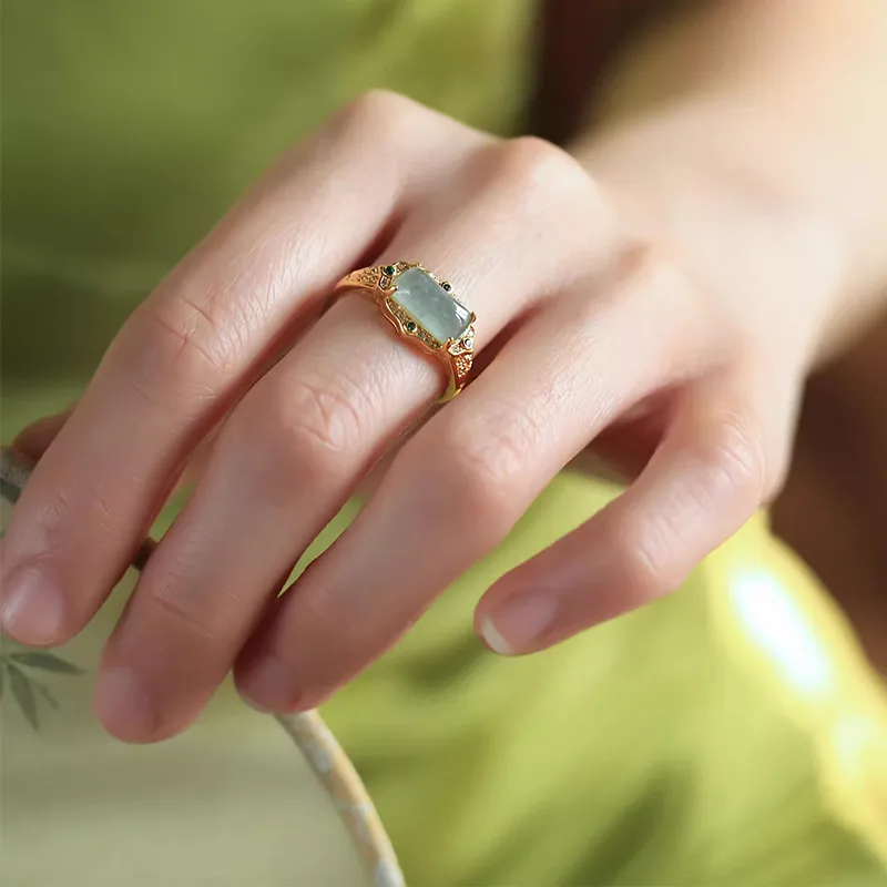 Xiaoyinjiang Ice Type Jadeite Rings Women's-1