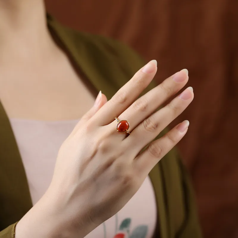 Xiaoyinjiang Agate Jade Rings Women's-1