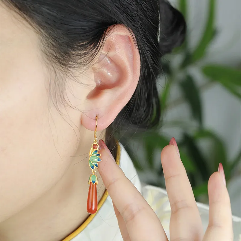 Xiaoyinjiang Agate Earrings Women's-6