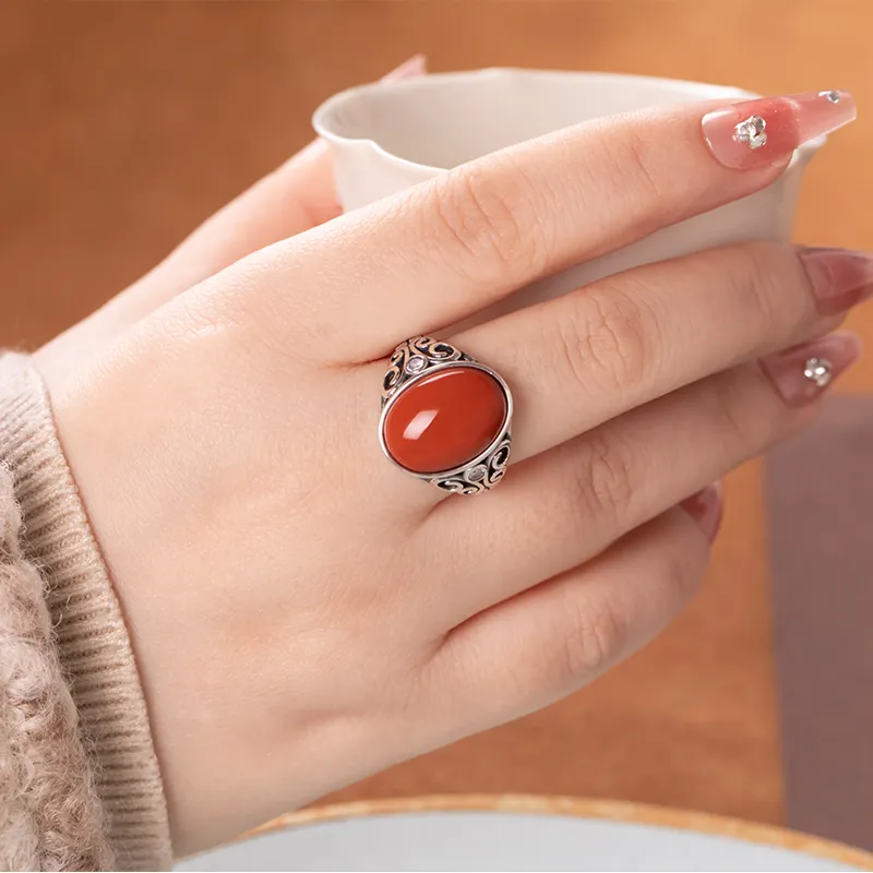 Xiaoyinjiang Agate Rings Women's-1