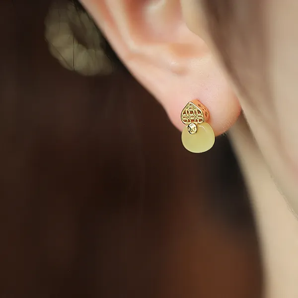 Xiaoyinjiang 925 Sterling Silver Beeswax Earrings Silver Studs Women's-2