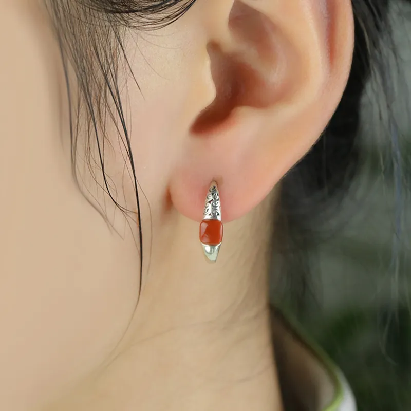 Xiaoyinjiang Agate Earrings Women's-10