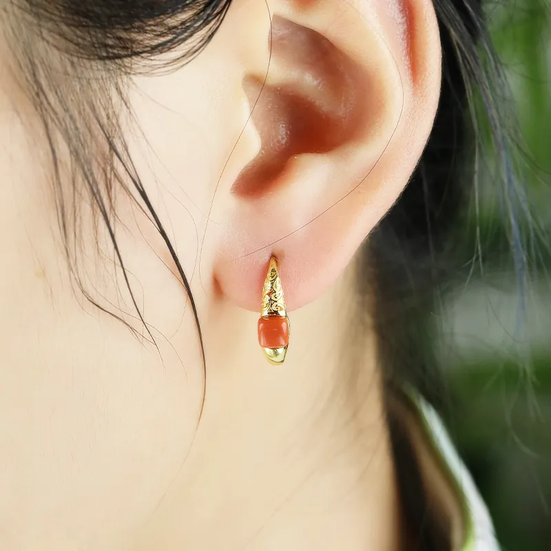 Xiaoyinjiang Agate Earrings Women's-5