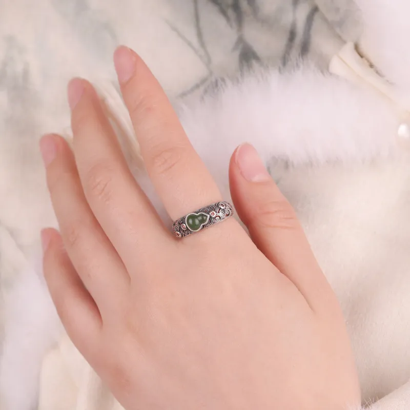 Xiaoyinjiang Hetian Jade Rings Jasper Women's-2