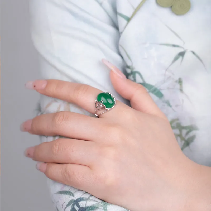 Xiaoyinjiang Natural Chalcedony Rings Women's-2