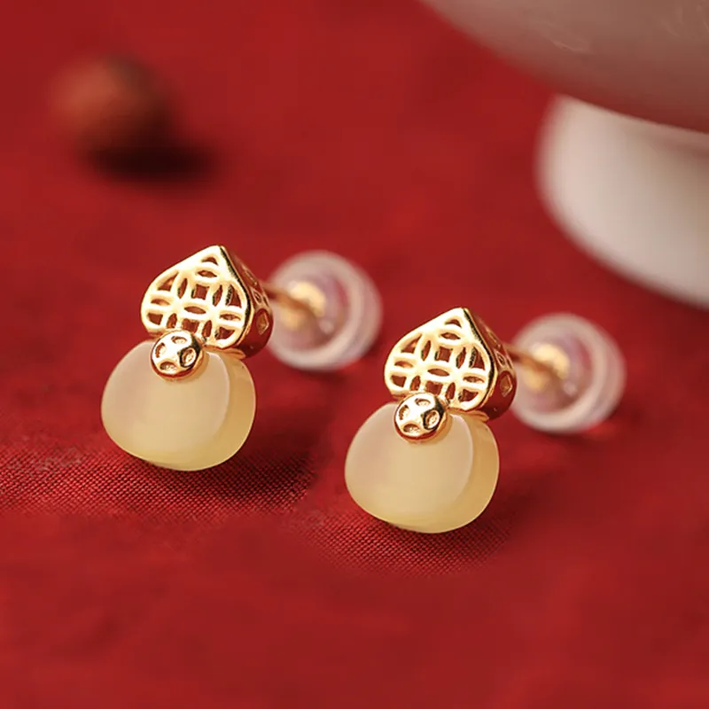 Xiaoyinjiang 925 Sterling Silver Beeswax Earrings Silver Studs Women's-4