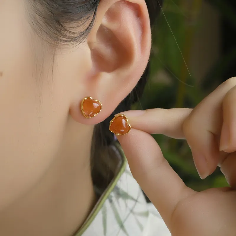 Xiaoyinjiang Agate Stud Earrings Women's-2