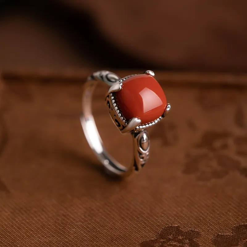 Xiaoyinjiang Natural Agate Rings Women's-6